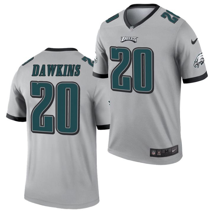 Men Philadelphia Eagles 20 Brian Dawkins Nike Grey Inverted Legend NFL Jersey